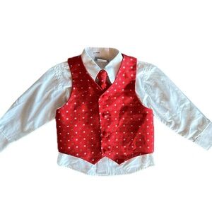 Carter’s 18M Boys  Red 3pc Formal Suit - Tie Vest Button Down Shirt